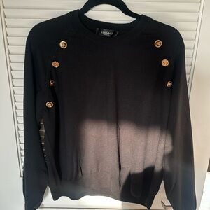 VERSACE BLACK SWEATER WITH GOLD BUTTONS